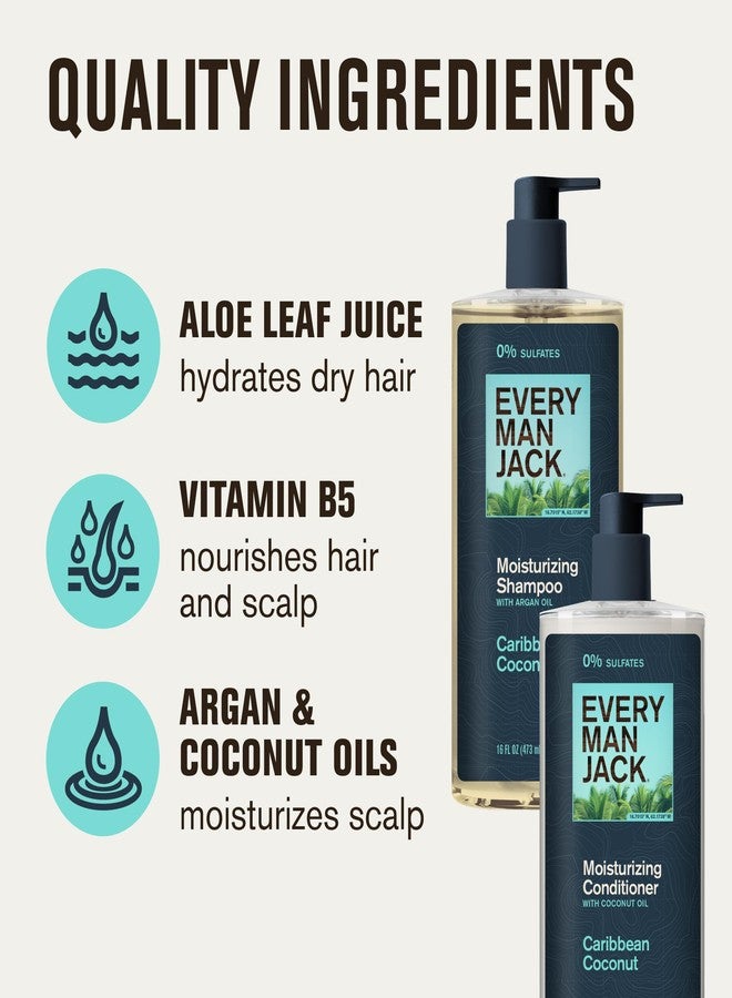 Every Man Jack Men's Shampoo and Conditioner Set - Caribbean Coconut - Made w/Plant Powered Moisturizing Ingredients like Coconut & Argan Oil - 16 fl oz (2 Pack) - Image 4
